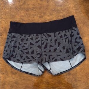 Lululemon Athletica Black Athletic Shorts with Geometric Design
